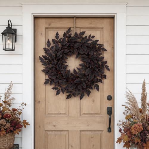 Fall Decorations for Home - 20 Inch Plum Cimicifuga Seeded Wreath for Front Door - Artificial Purple Berry Wreath - Autumn Wreath for Thanksgiving Halloween Farmhouse Harvest Indoor Outdoor Decor | Amazon (US)