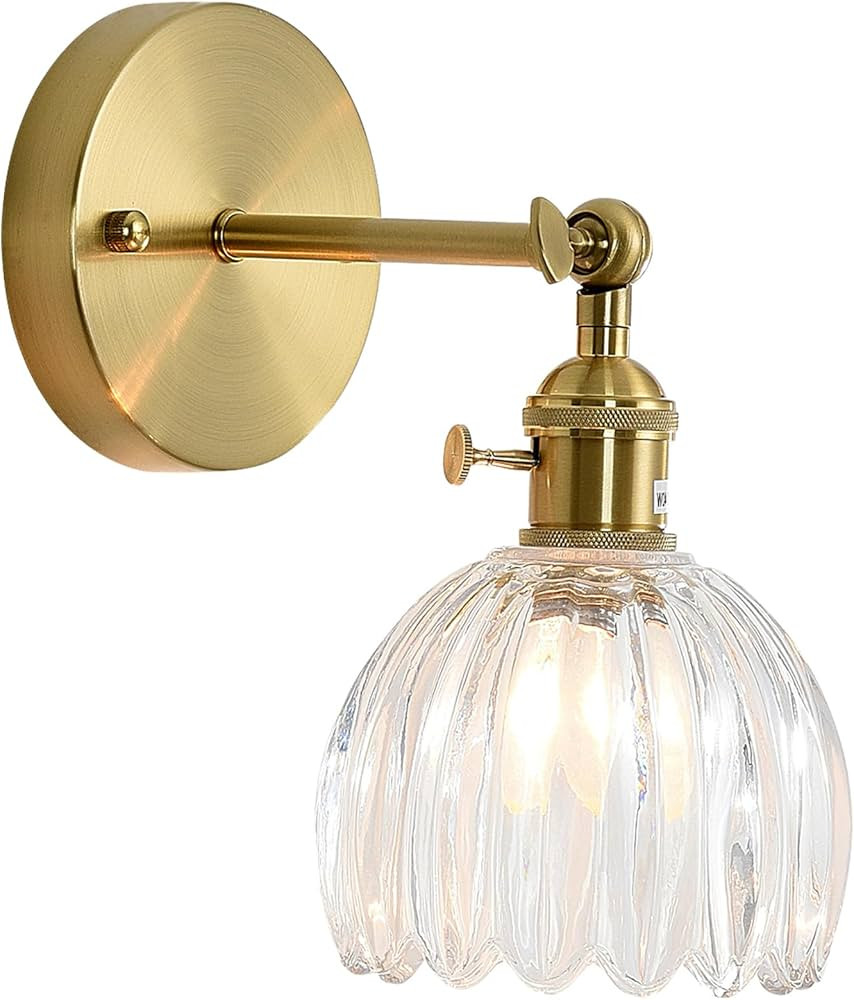 Vintage Wall Sconces with Transparent Tulip Glass Lampshade, Indoor 180 Degree Adjustable Wall Mo... | Amazon (CA)