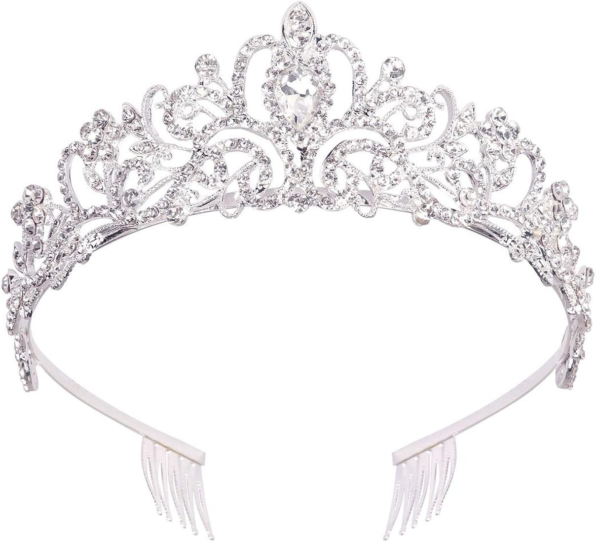 Didder Silver Crystal Tiara Crown Headband Princess Elegant Crown with combs for Women Girls Brid... | Amazon (CA)