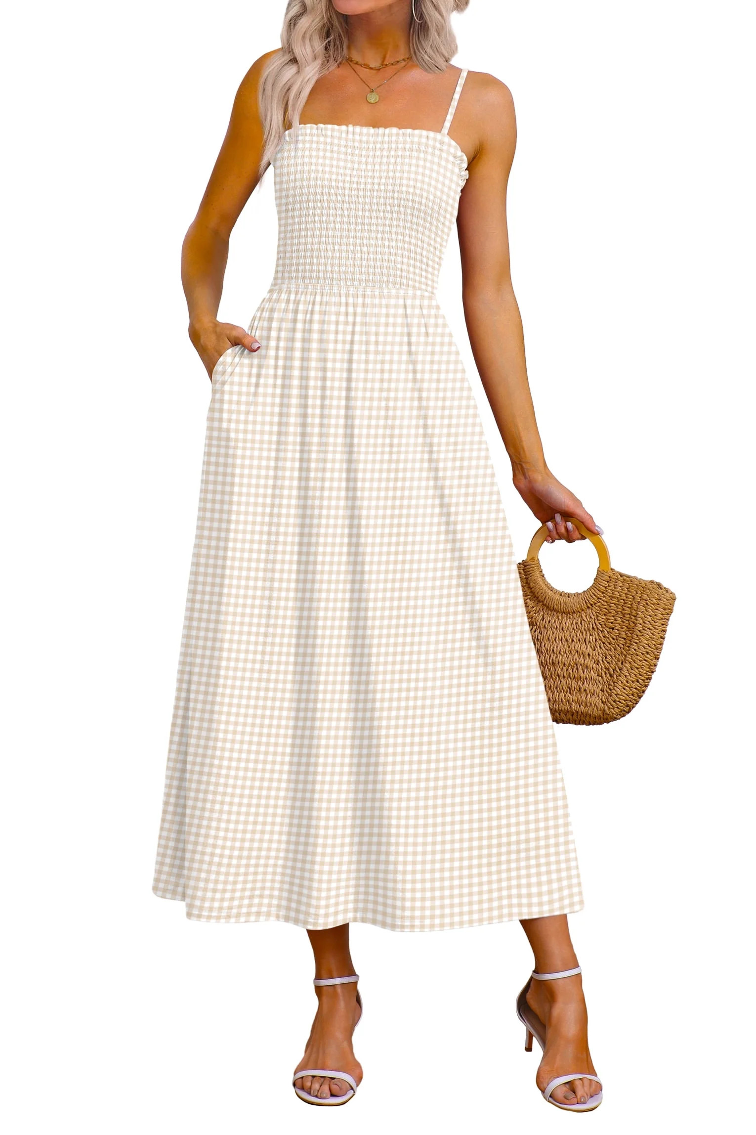 WIHOLL Maxi Dresses for Women 2026 Spaghetti Strap Flowy Boho Long Sundress with Pockets Spring S... | Walmart (US)
