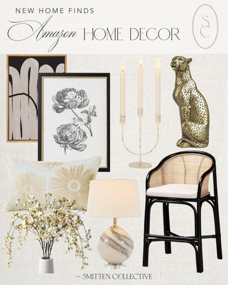 Amazon new home decor finds! Including this brass cheetah statue, faux florals, floral throw pillow, framed artwork, candlestick holder, marble lamp, and barstool. 

Amazon home decor, Amazon home, Amazon furniture, barstool, modern home decor, trending home decor, Amazon home finds, new arrivals, summer home decor, Amazon, floral artwork 

#LTKSeasonal #LTKStyleTip #LTKHome