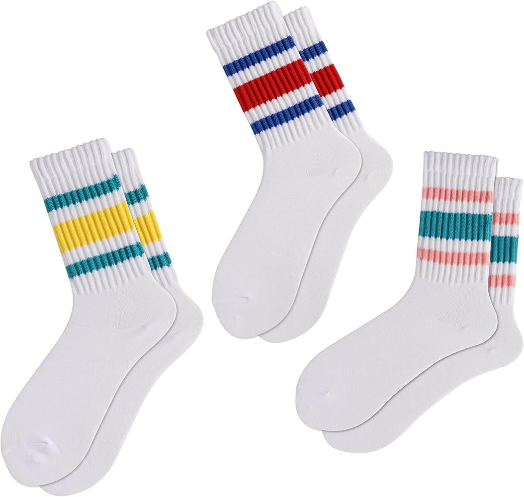 Ultrafun Crew Socks for Women Retro Striped Fun Novelty Socks Sports Casual Cotton Calf Socks Wom... | Amazon (US)