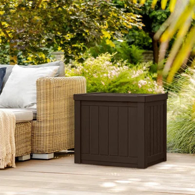 Small Outdoor Storage Box - 22 Gallon Resin Outdoor Deck Box, Flat-Lid Bench Seating, Patio Storage Bin Container For Organizing Tools, Cushions For | Wayfair North America