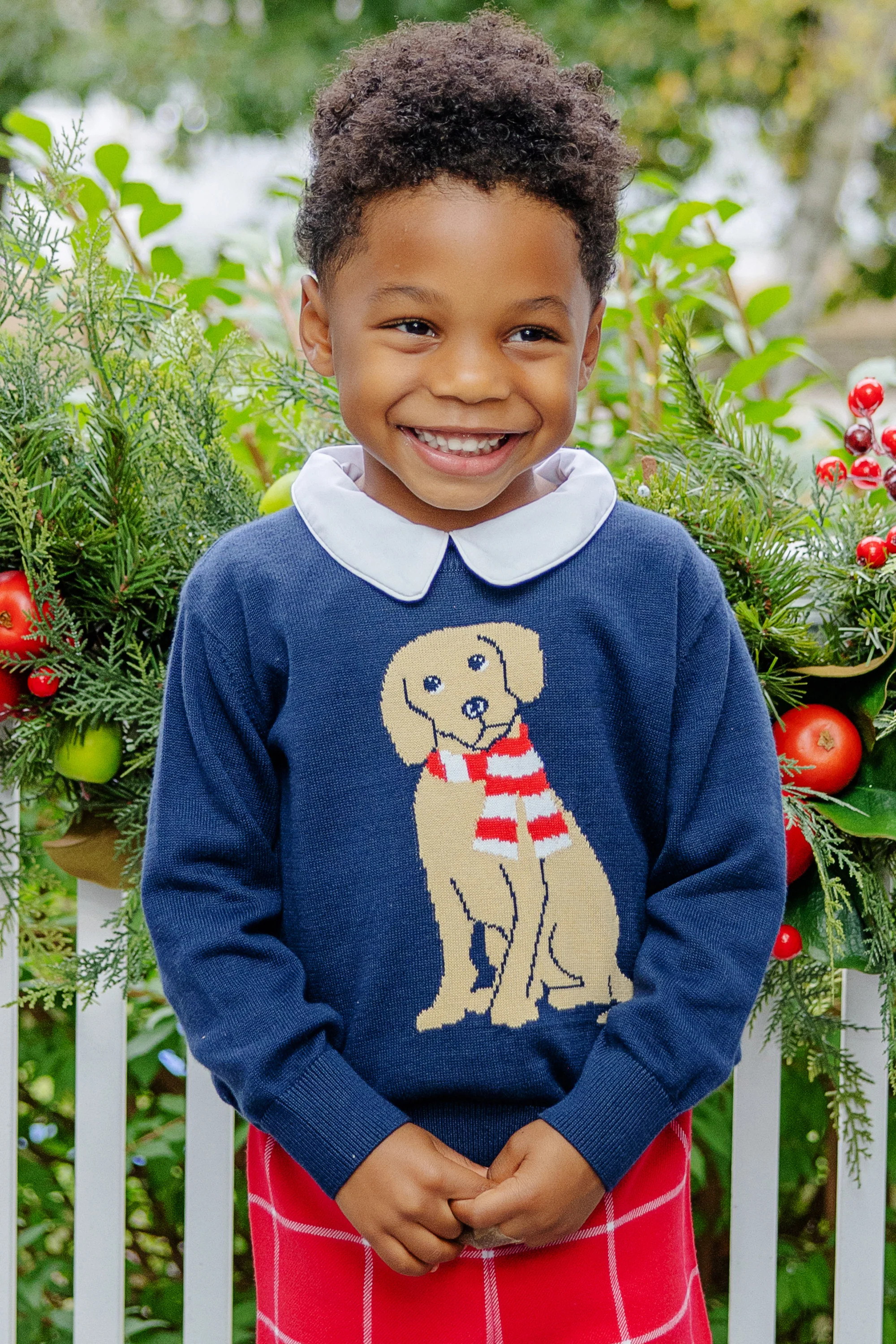 Isaac's Intarsia Sweater - Nantucket Navy with Dog Intarsia | The Beaufort Bonnet Company