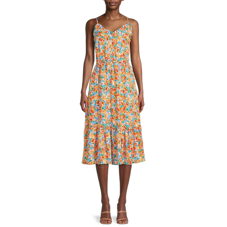 Time and Tru Women’s Tiered Midi Dress | Walmart (US)