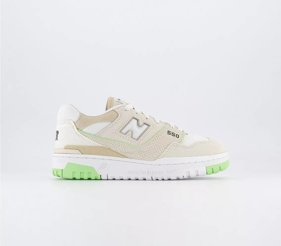 New Balance
								Bb550 Trainers 
								Cream Lime Green Off White | OFFICE London (UK)