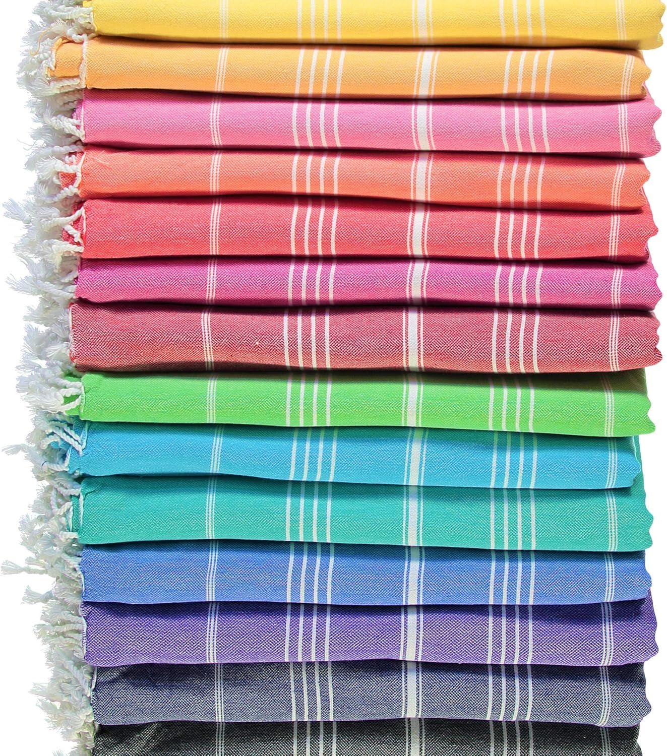 LOOMANGO (Set of 6) Original 100% Cotton 70"x39" Bath and Beach Turkish Towel Set - Highly Absorb... | Amazon (US)