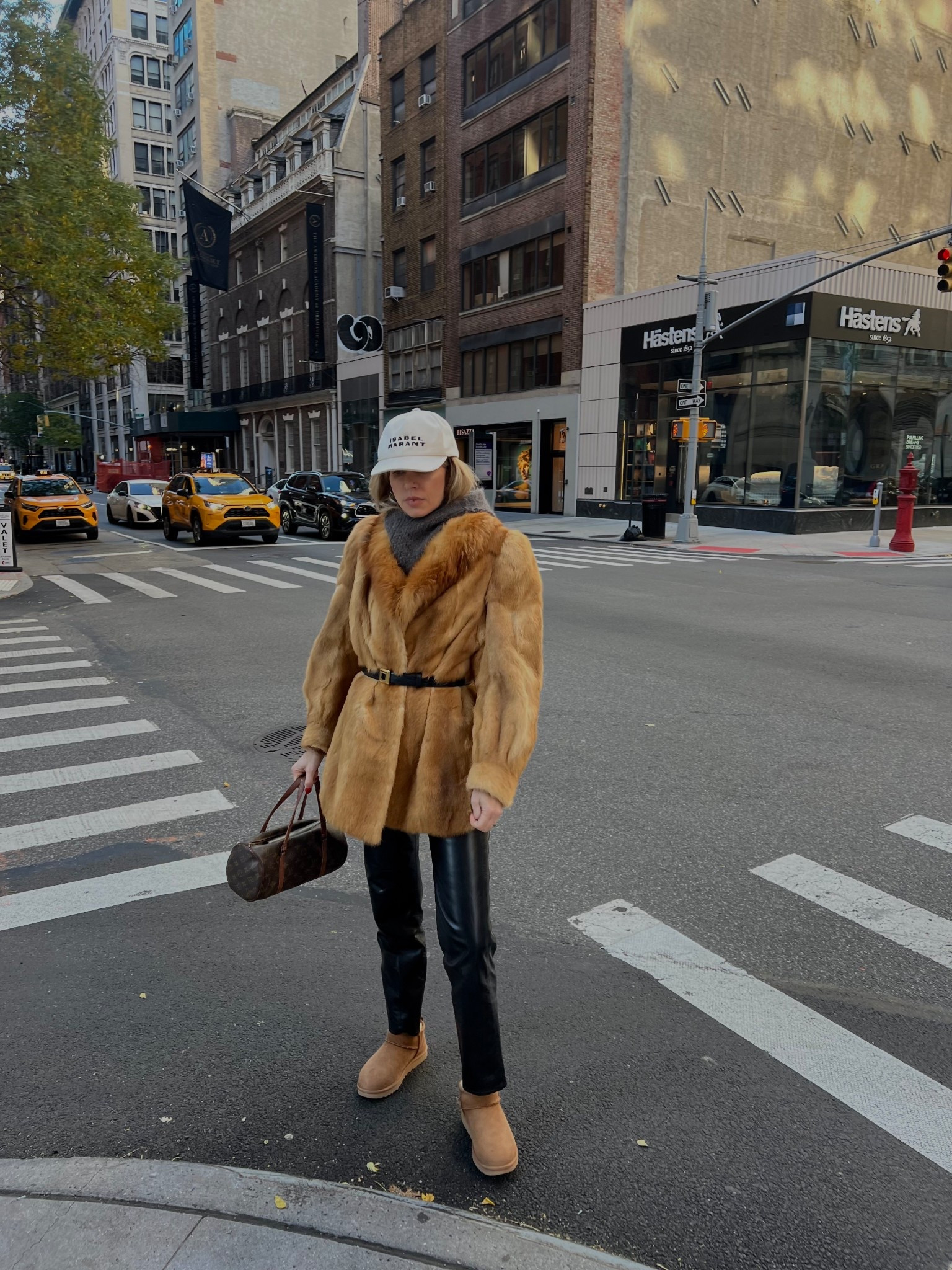 Fur coat, croc belt, LV bag, agolde trousers, Ugg boots, Isabel marant cap 

#LTKwinter #LTKeurope #LTKuk