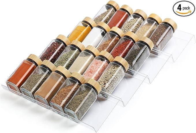 Suneerplay Spice Drawer Organizer 4 Tier, Acrylic Seasoning Organizer Rack, Clear Spice Rack Tray... | Amazon (US)