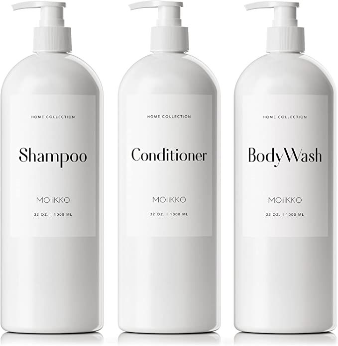 MOIIKKO Shampoo and Conditioner Bottles - Pack of 3 Refillable, 32oz Empty Shampoo Conditioner Bo... | Amazon (US)