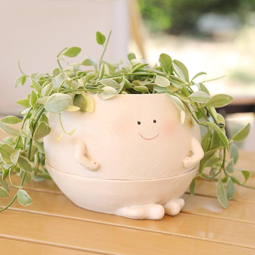 Smiley Face Self Watering Planter Pots for Indoor Outdoor Plant with Drainage Hole, Cheerful Kids... | Amazon (US)