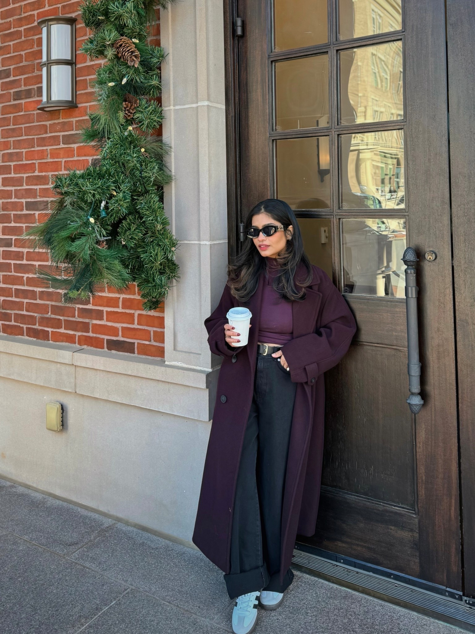 Winter outfit: Burgundy oversized coat that’s 4’11” woman approved as well (I’m wearing xs)—size down esp if you’re between sizes. 
Dark wash baggy jeans that are meant to be folded (I may keep folding them or cut off an inch)—wearing 36 but I’m usually a 34 so this runs a little big. 

Tank top is mockneck and comfortable and comes in other colors. Wearing small. 

#zara 

#LTKSeasonal #LTKPetite #LTKFindsUnder100