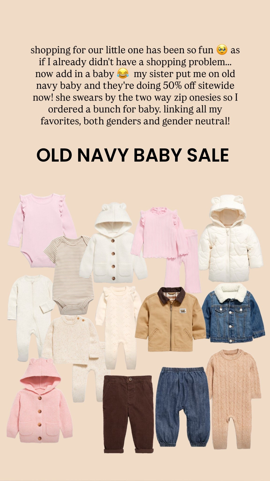 old navy is doing 50% off! so many great finds for baby!! i ordered a bunch of the two way zip onesies

#LTKSaleAlert #LTKFindsUnder50 #LTKBaby