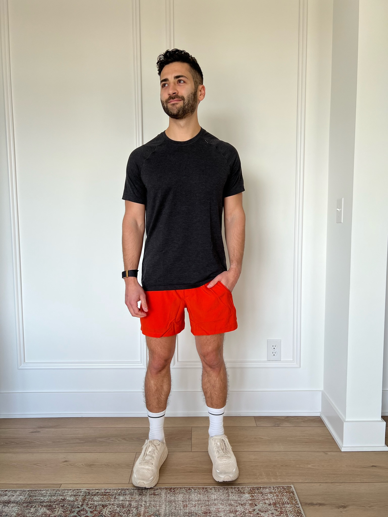 Medium tee, small (5”) short, shoes tts! #outfitsfordudes #workoutwear #lululemon