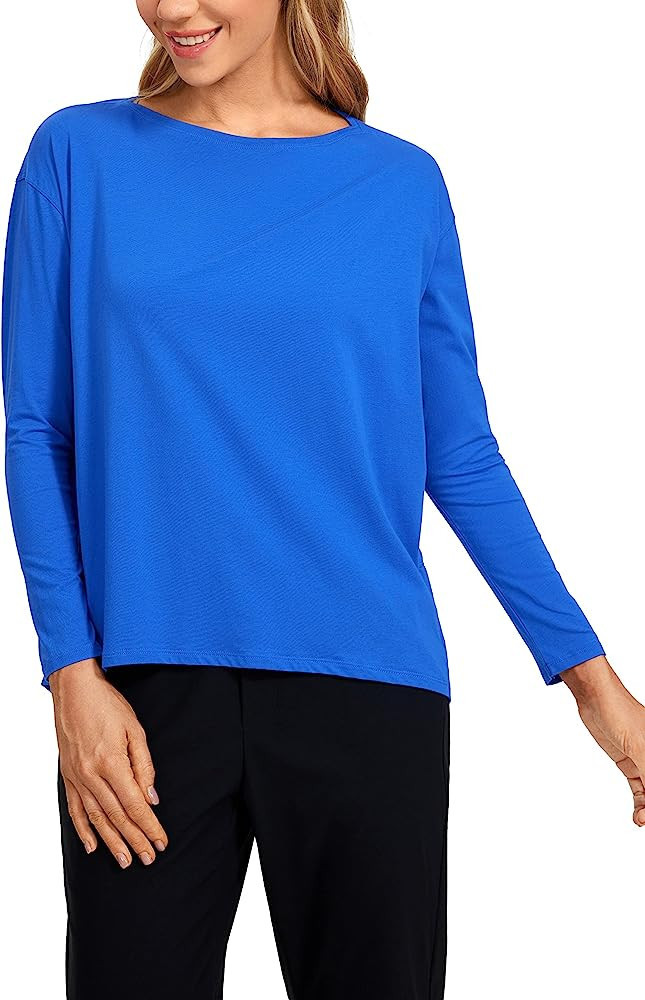 CRZ YOGA Long Sleeve Workout Shirts for Women Loose Fit-Pima Cotton Yoga Shirts Casual Fall Tops ... | Amazon (US)