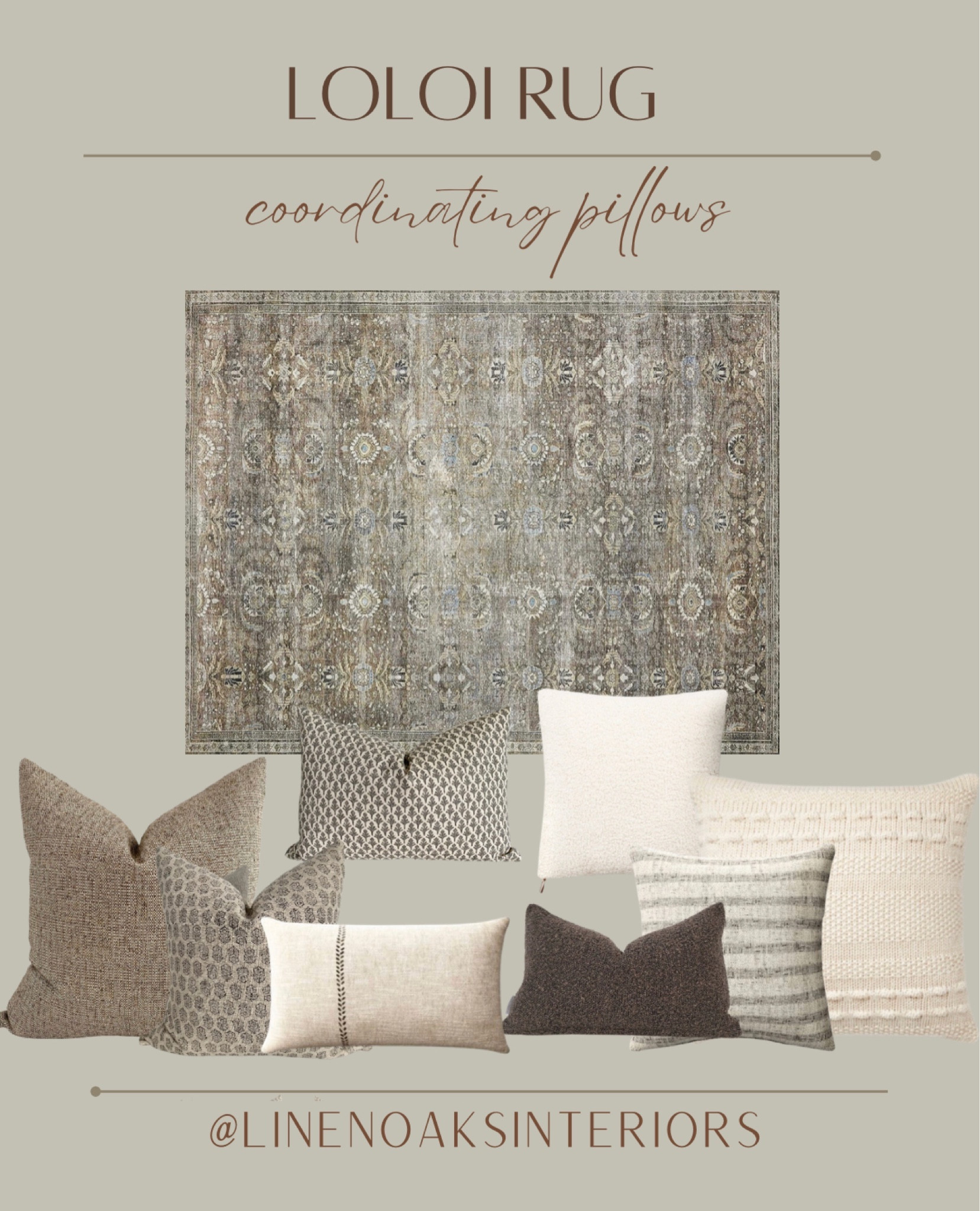 Coordinating pillows
Loloi rug- Antique Moss 
Throws 
Throw pillows
Pillow
Neutral pillows 

#LTKHoliday #LTKhome #LTKSeasonal