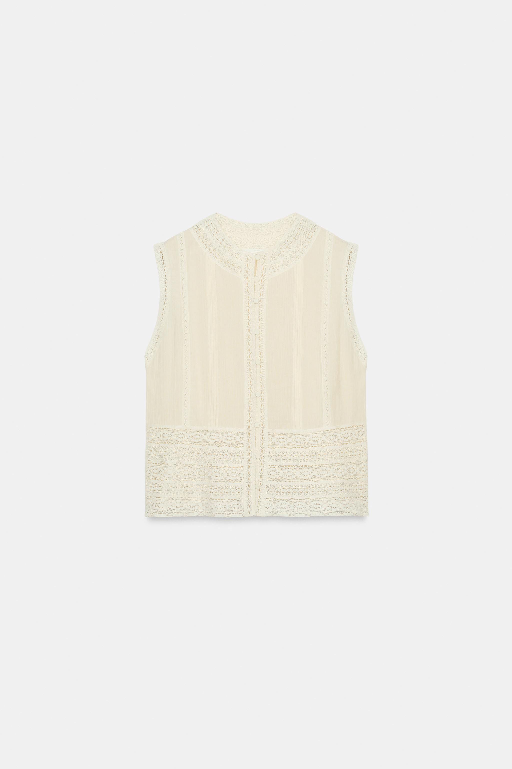 ZW COLLECTION LACE TRIM SLEEVELESS BLOUSE | Zara US