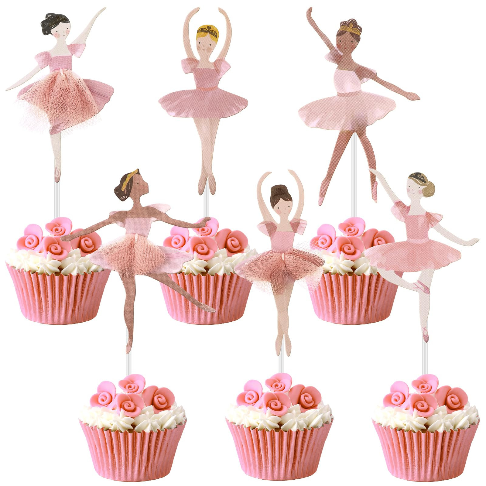 36 Ballerina Cupcake Kit Colorful Ballet Tutu Dancer Girls Cupcake Toppers Ballet Slipper Picks D... | Amazon (US)