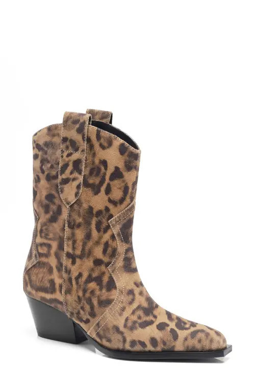 Free People Cat Nap Western Boot in Leopard Suede at Nordstrom, Size 9.5 | Nordstrom