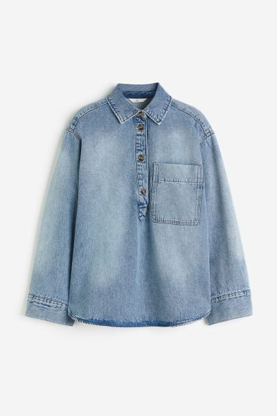 Denim Pullover Shirt - Light denim blue - Ladies | H&M US | H&M (US + CA)