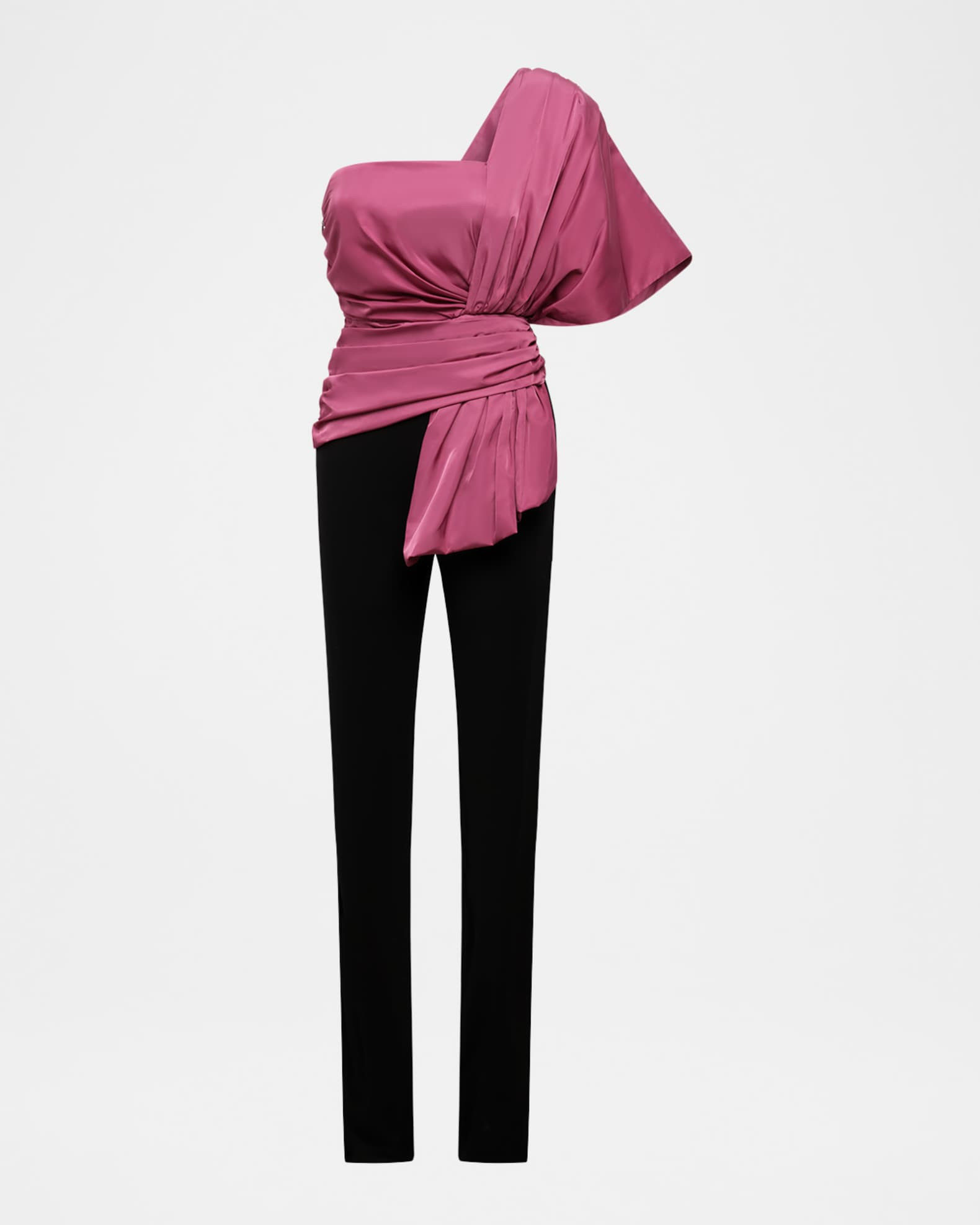 BCBGMAXAZRIA One-Shoulder Bow Jumpsuit | Neiman Marcus