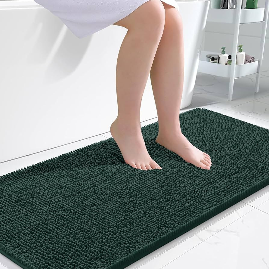 OLANLY Bathroom Rugs 47x24, Extra Soft Absorbent Chenille Bath Rugs, Rubber Backing Quick Dry, Ma... | Amazon (US)