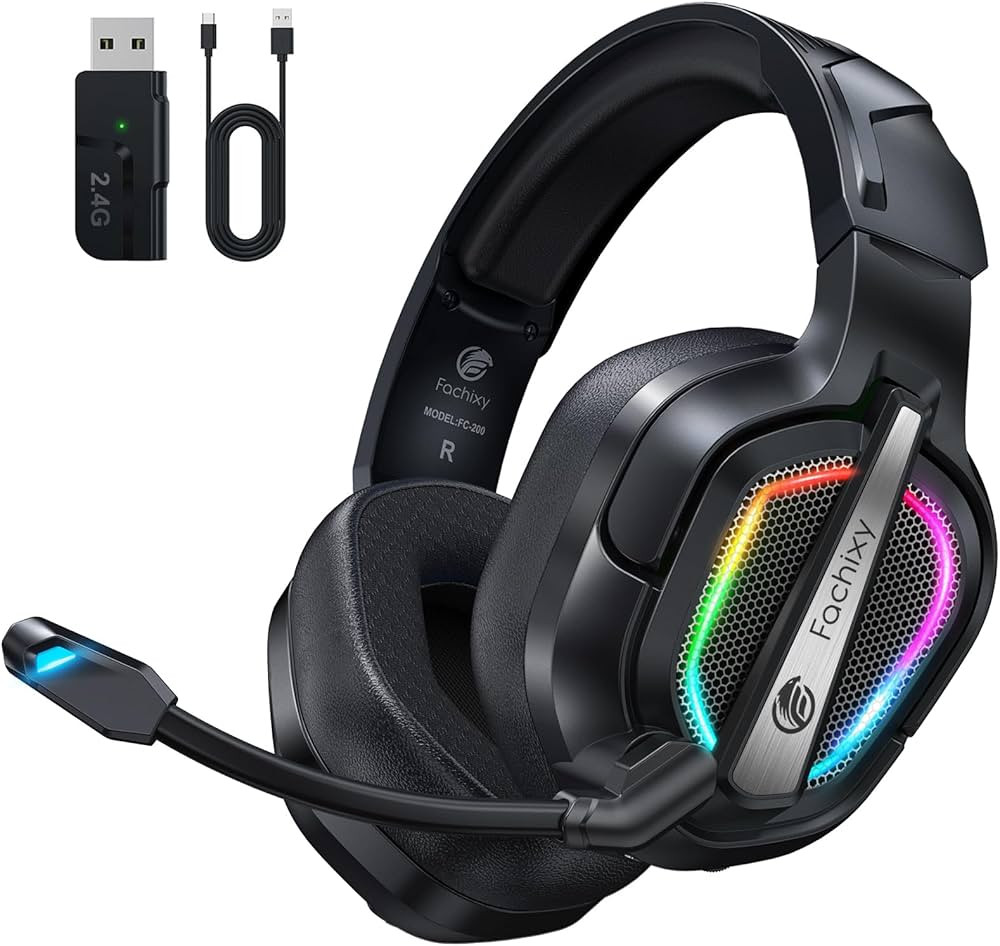 Fachixy FC200 Wireless Gaming Headset, 2.4GHz Bluetooth 5.4 Headset mit Mikrofon für PS5, PS4, P... | Amazon (DE)