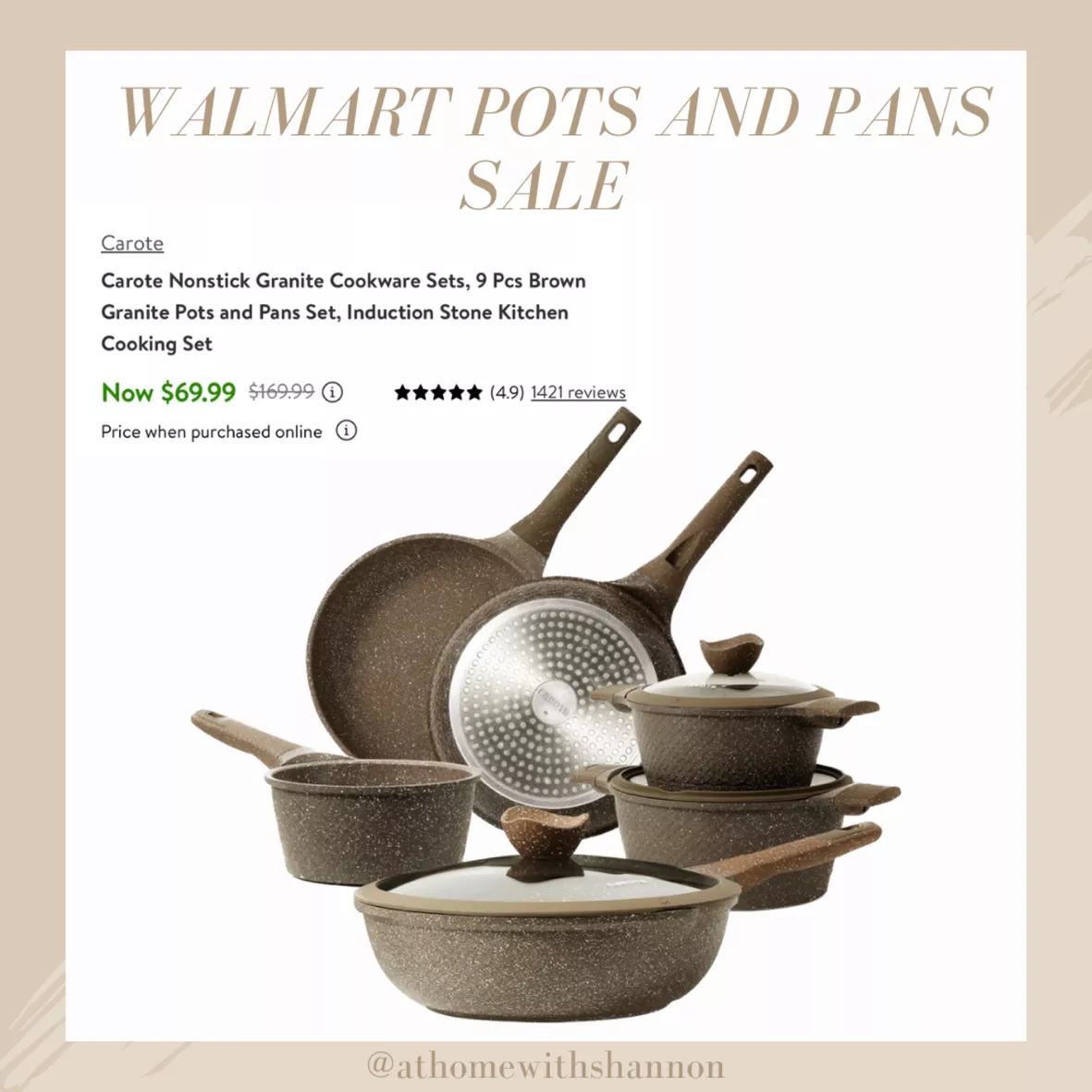 Carote Nonstick Pots and Pans Set, Granite Stone Kitchen Cookware