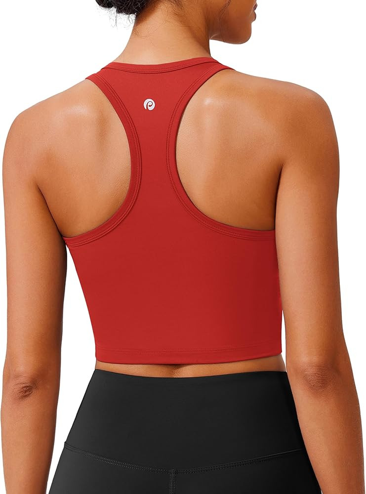 PINSPARK Sports Bra Longline Racerback Tank Tops for Women Padded Workout Yoga Top | Amazon (US)
