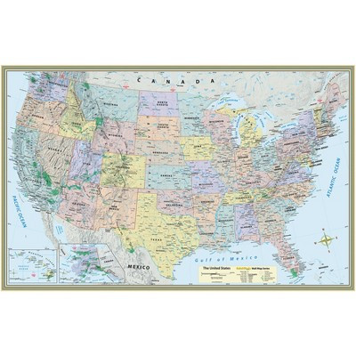 QuickStudy® U.S. Map Laminated Poster, 50" x 32" | Target