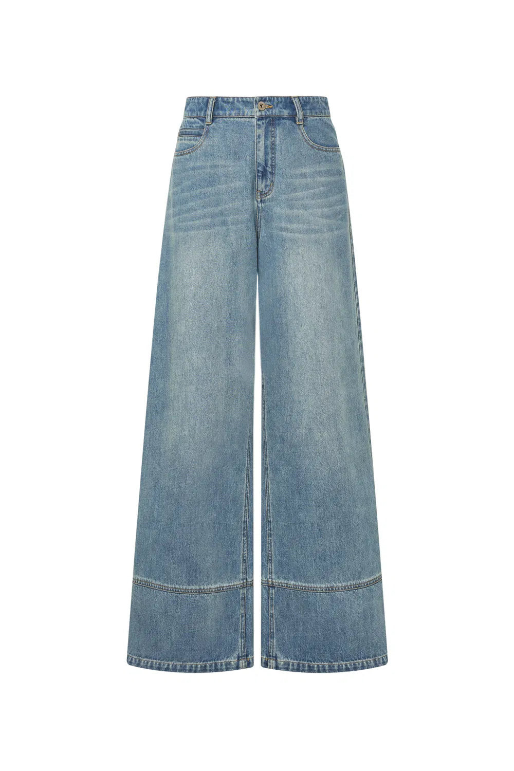 Sierra Stonewashed Wide Leg Jeans in Lightweight Denim | Fabrique
