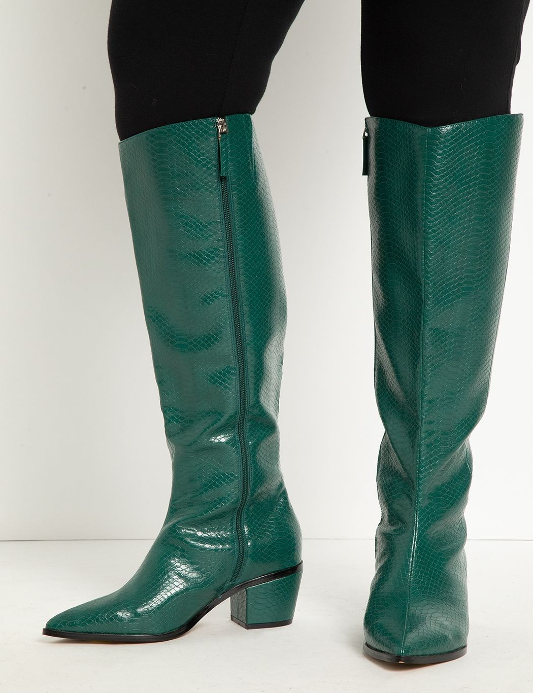 Glimmer Embossed Snake Boot | Eloquii