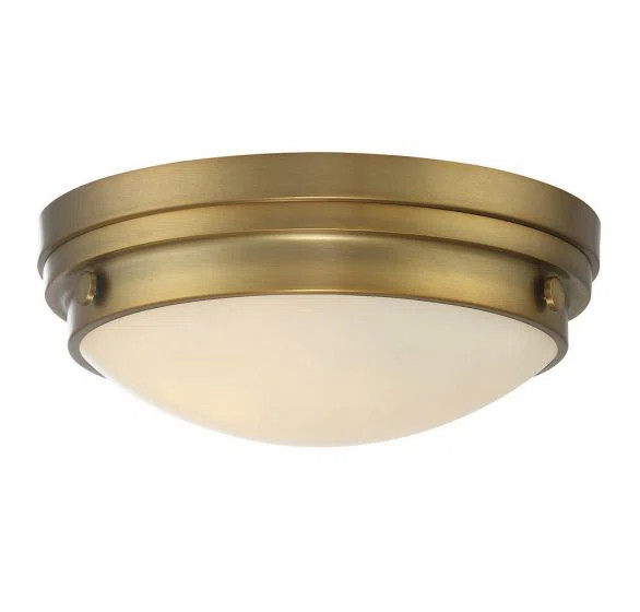 Helmsford 2 - Light 13.25" Simple Bowl Flush Mount in Warm Brass | Wayfair North America