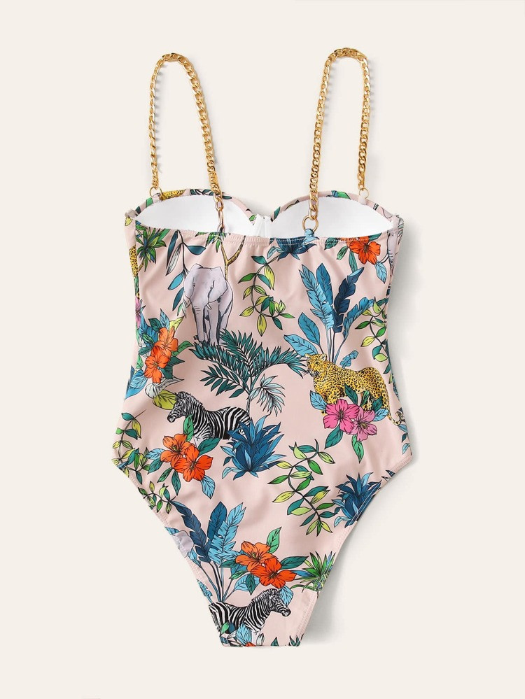 Plant & Animal Print Underwired One Piece Swimsuit | SHEIN