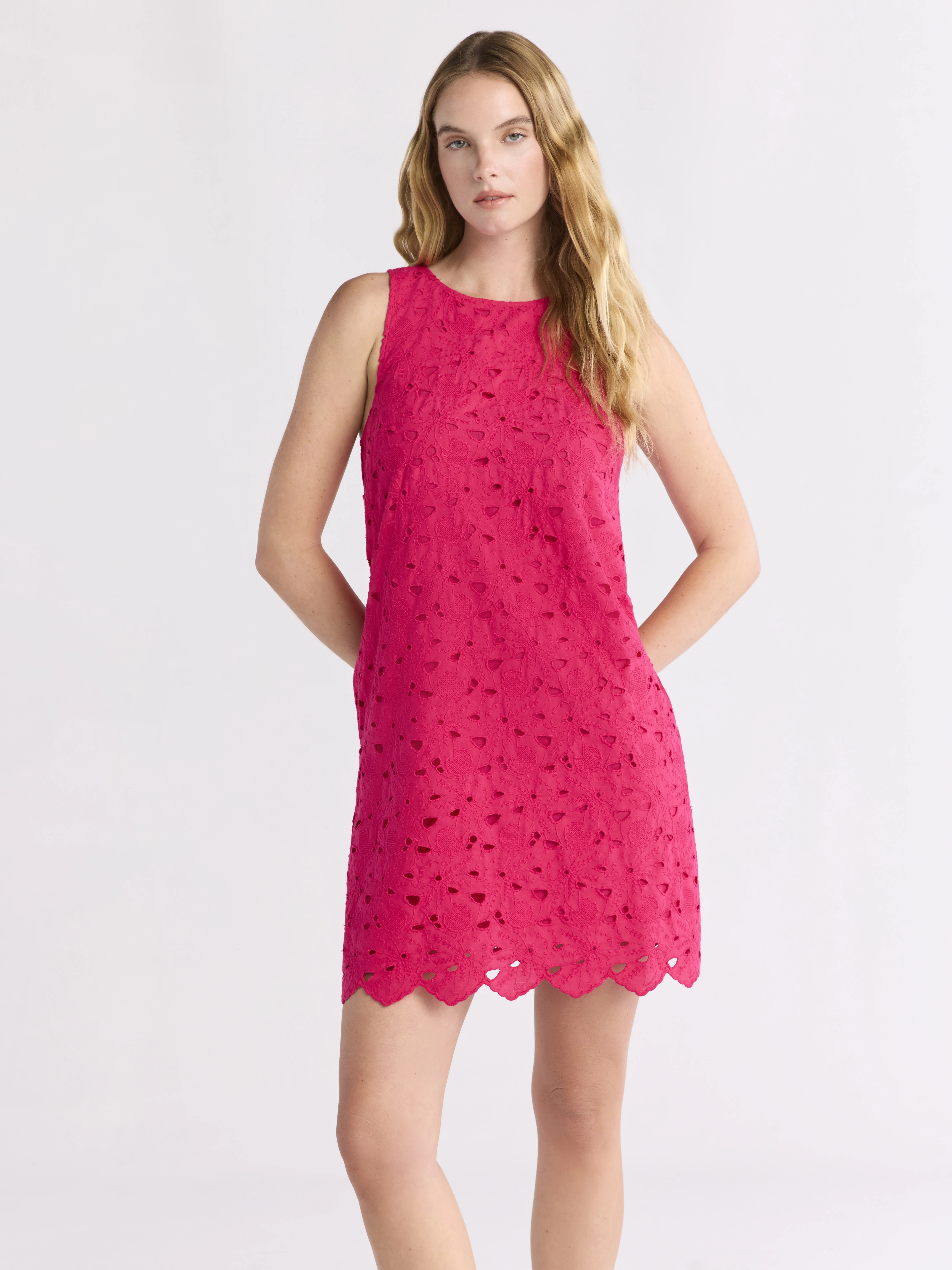 Time and Tru Women's Eyelet Embroidered Mini Dress, Sizes XS-XXXL | Walmart (US)