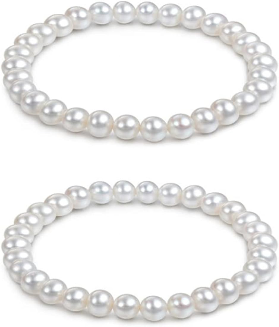 Kim Carrey Elastic Pearl Bracelet Wedding Accessories Bridesmaid Bracelet Faux Pearl Bracelet Bri... | Amazon (US)