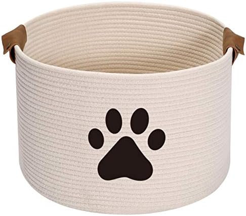 Geyecete Round Dog Dog Toy Basket Storage Weave Rope Storage Basket Pet/Doy Toy Box Dog Storage Bask | Amazon (US)