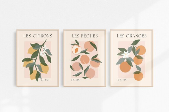 Fruit Market Prints  Lemons Oranges Peaches Wall Art  - Etsy Canada | Etsy (CAD)