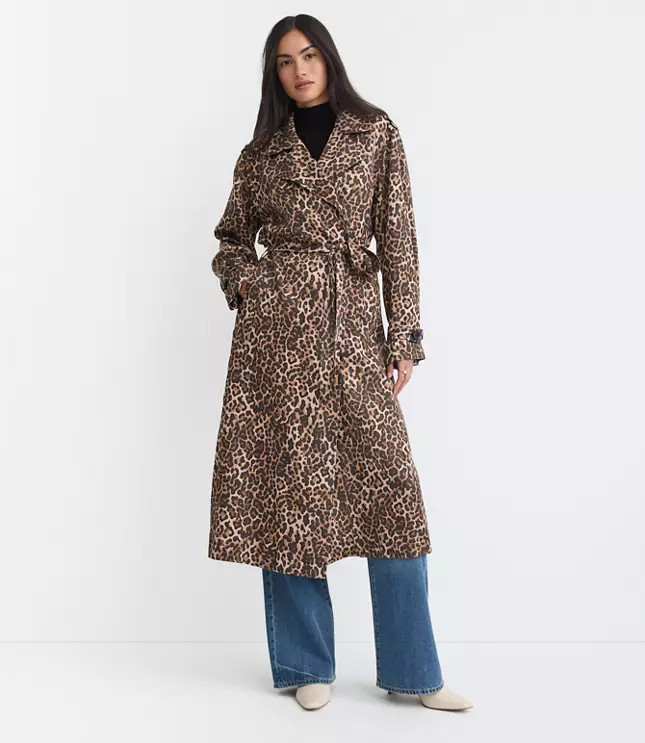 Leopard Print Fluid Trench Coat | LOFT