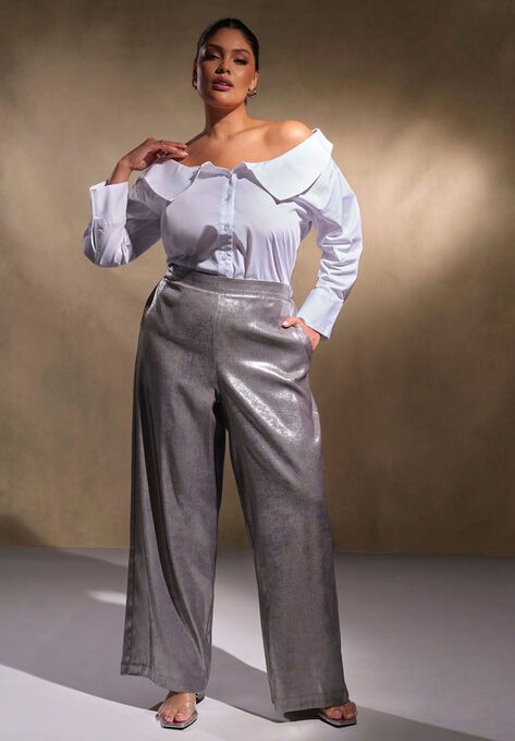 Metallic Wide Leg Pant | Eloquii