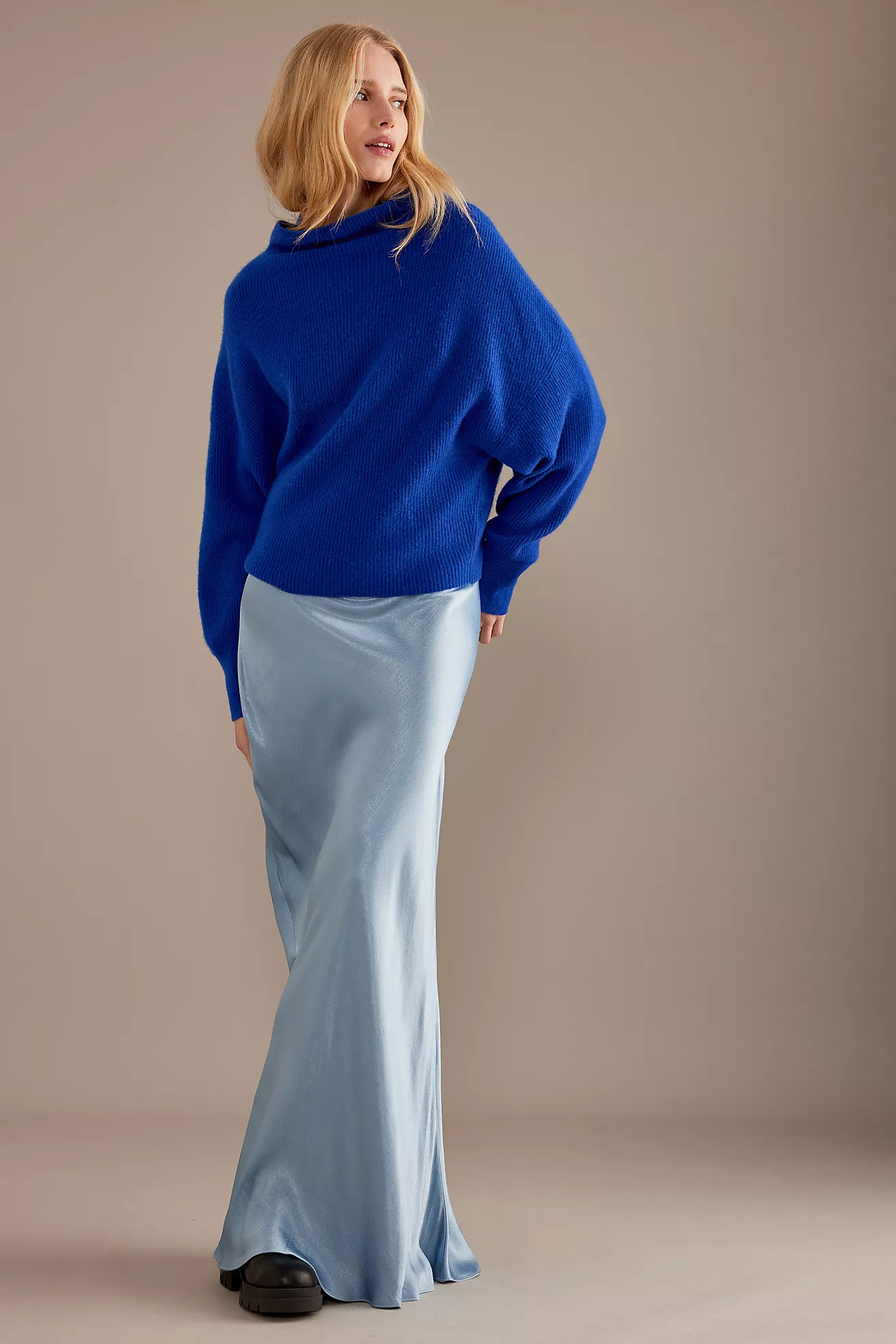 Pilcro Anir Ribbed Mock-Neck Cashmere Jumper | Anthropologie (UK)