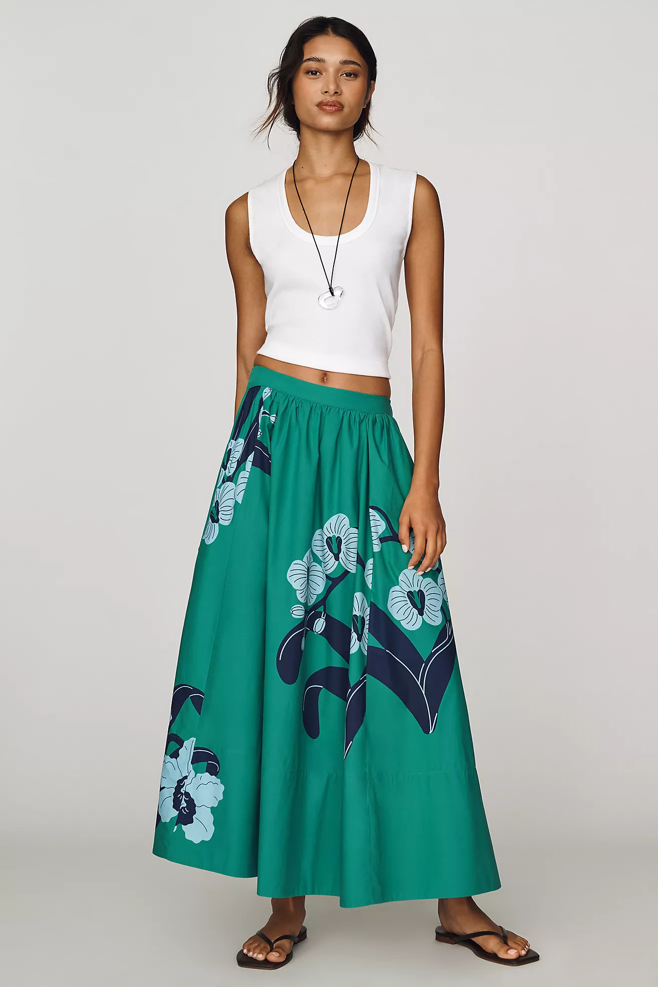 Jacie Poplin Printed Maxi Skirt by Maeve | Anthropologie (US)