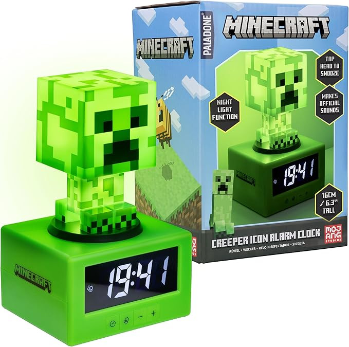 Paladone Minecraft Creeper Alarm Clock - Officially Licensed, in-Game Music & Night Light for Kid... | Amazon (US)