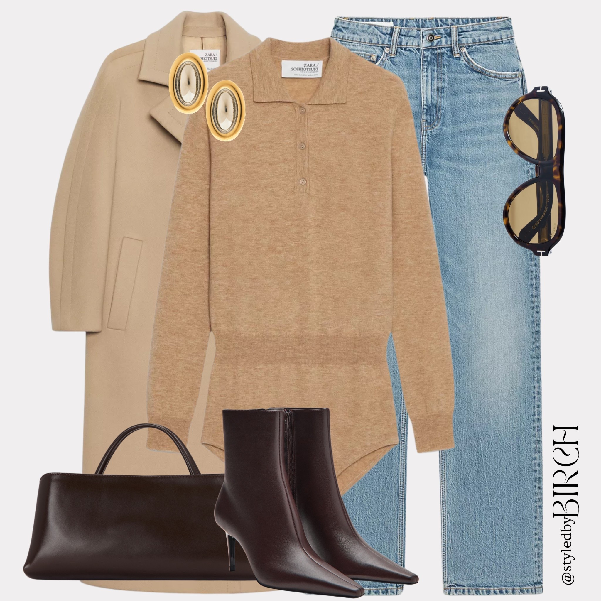 I love the SOSHIOTSUKI x ZARA collection 🤍 The pieces are genuinely stunning and look so high end.

SOSHIOTSUKI x ZARA camel wool coat, SOSHIOTSUKI x ZARA knit polo bodysuit, Straight leg mid wash blue jeans, Chocolate brown heeled ankle boots, Dark brown structured top handle bag, Tortoiseshell sunglasses, Gold statement oval earrings

#LTKluxury #LTKwinter #LTKeurope