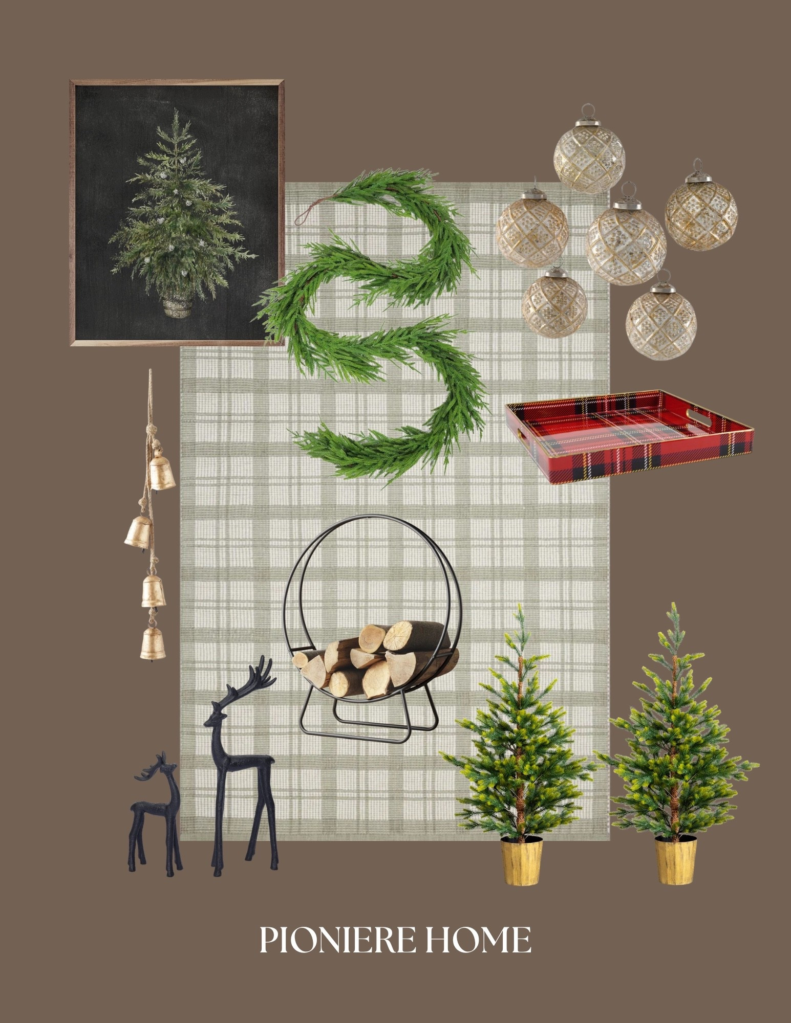 Wayfair holiday home. Cozy holiday touches, faux pine garland, plaid magnolia home rug, brass bells, affordable Christmas decor, Black Friday sales 

#LTKSaleAlert #LTKHoliday #LTKHome