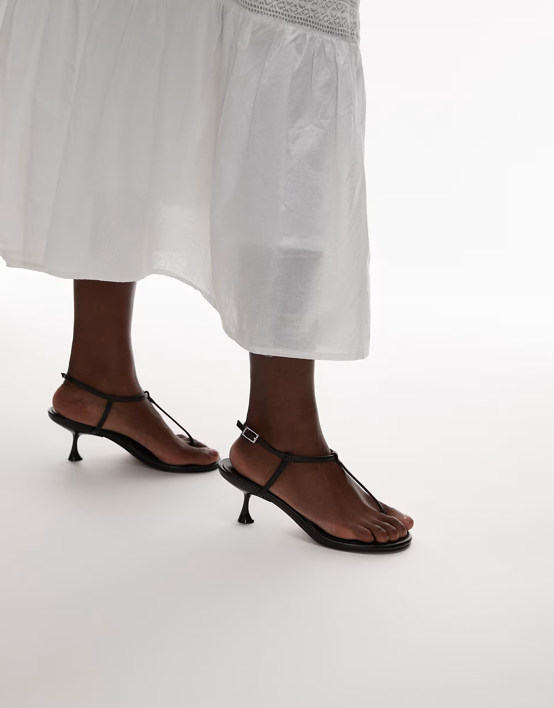 Topshop Imani toe thong mid heel in black | ASOS (Global)