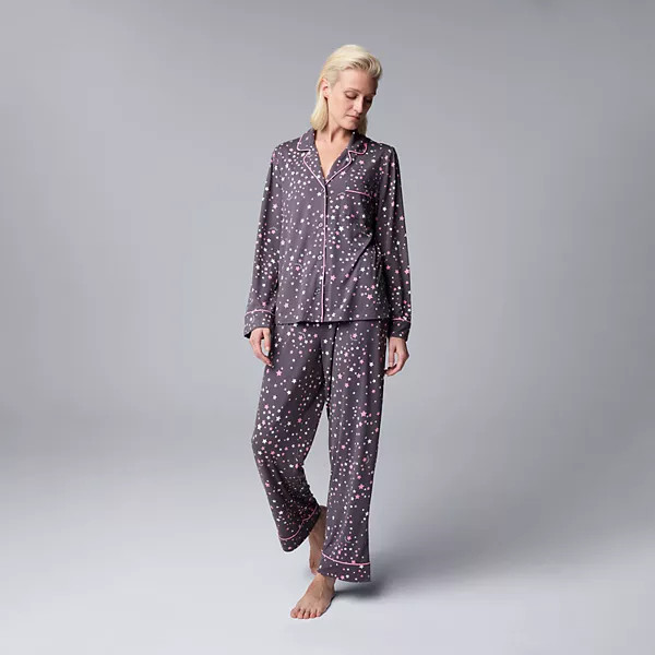 Women's Sonoma Goods For Life® Woven Notch Pajama Top & Pajama Pants Set | Kohl's