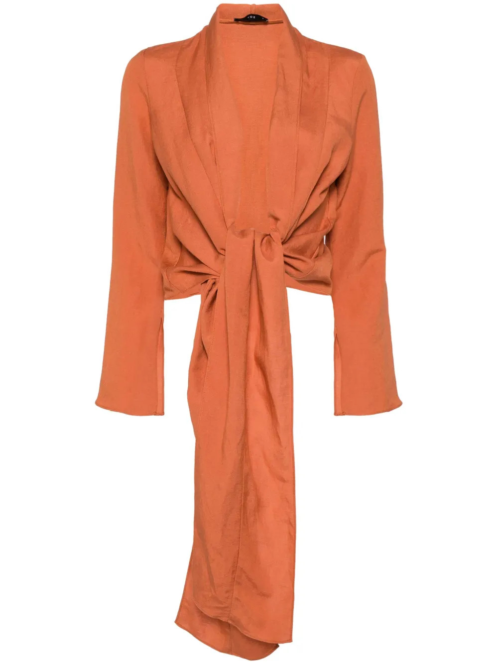 long-sleeved wrap-design blouse | Farfetch Global