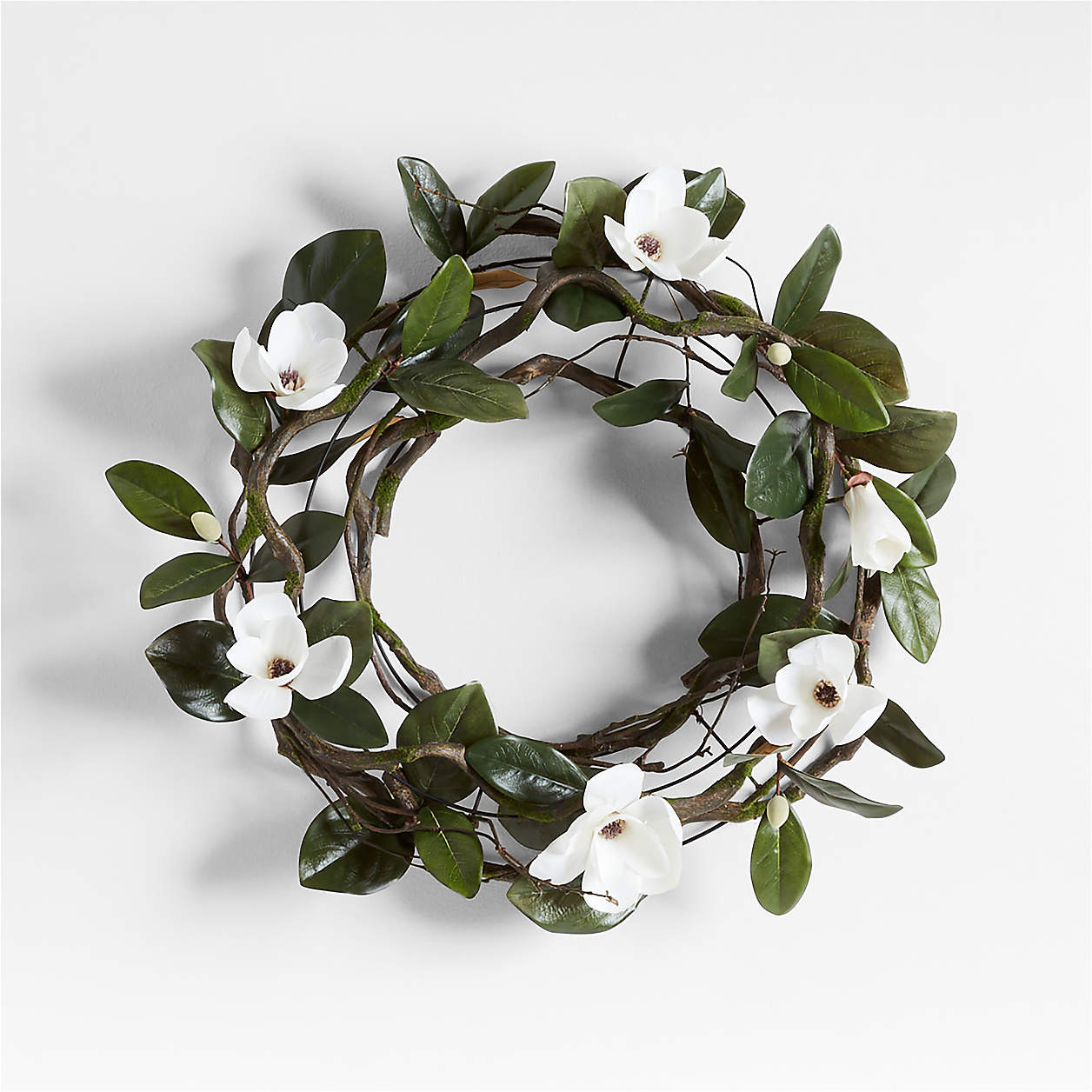 Faux Magnolia Flower Wreath 28" + Reviews | Crate & Barrel | Crate & Barrel