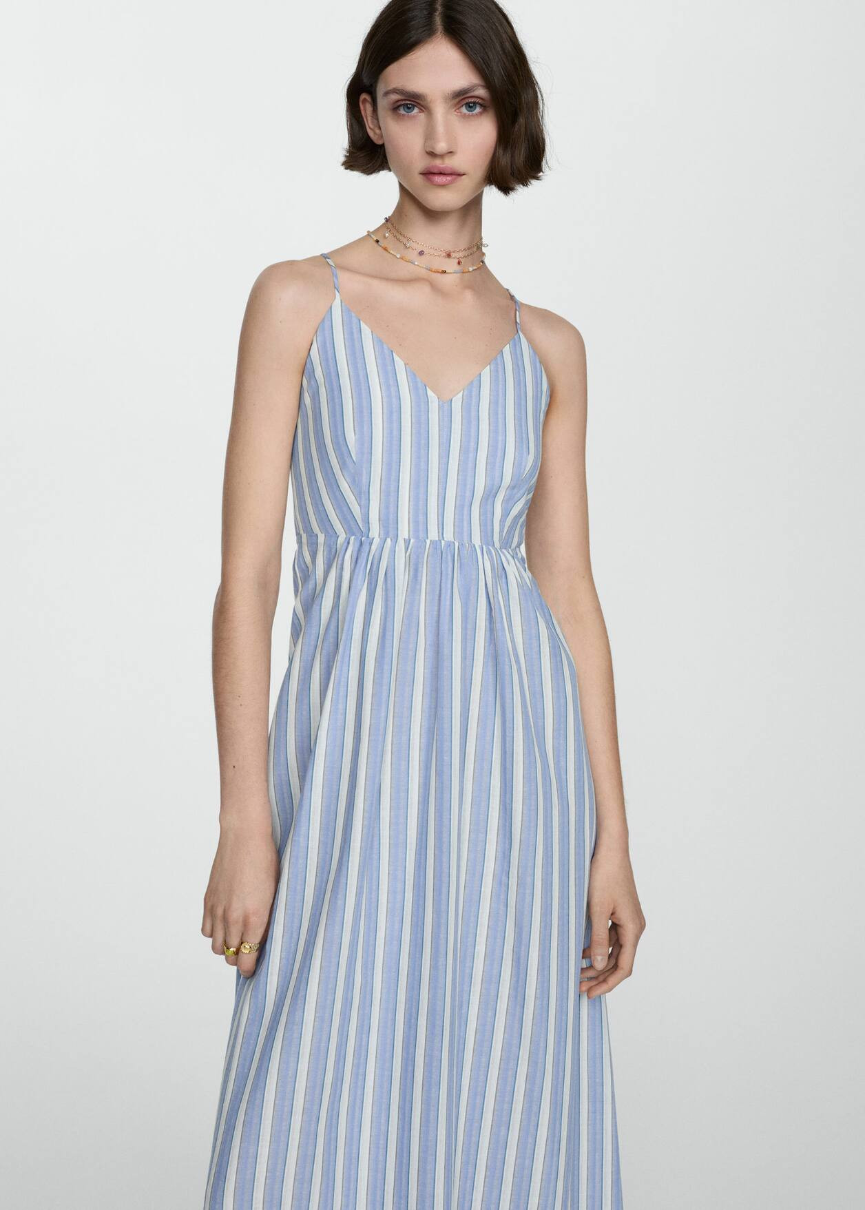 Cut-out back striped dress -  Women | Mango USA | MANGO (US)